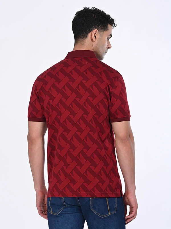 Indian Terrain Men's Half Sleeve Regular Fit Maroon Polo T-Shirt